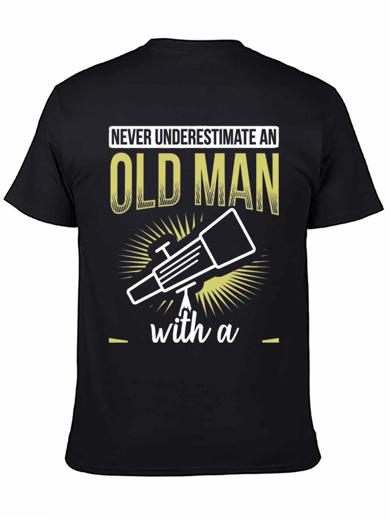 Old Man Telescope Humor Graphic Tee