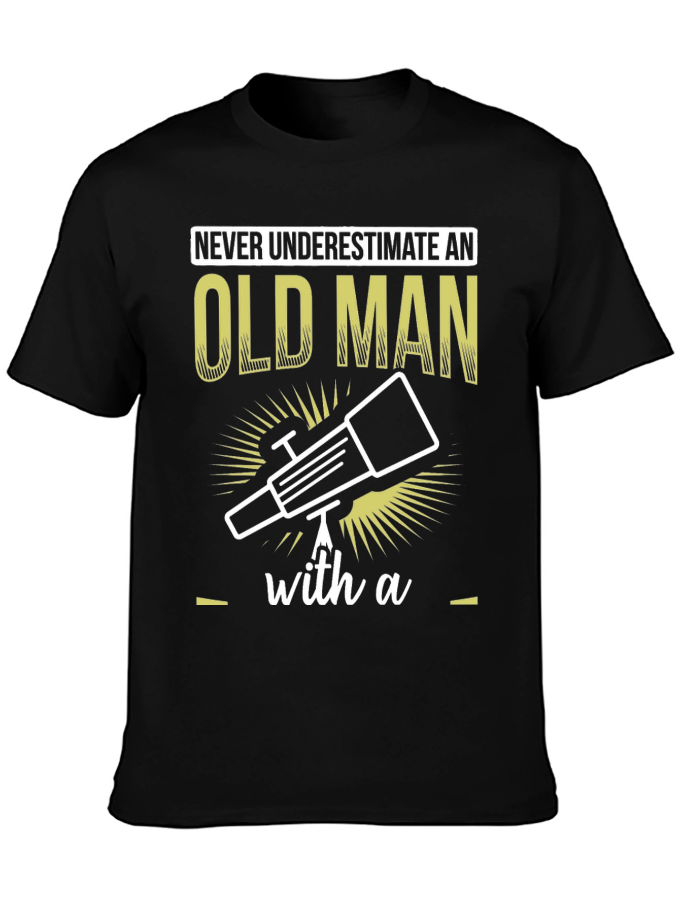 Old Man Telescope Humor Graphic Tee