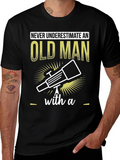 Old Man Telescope Humor Graphic Tee