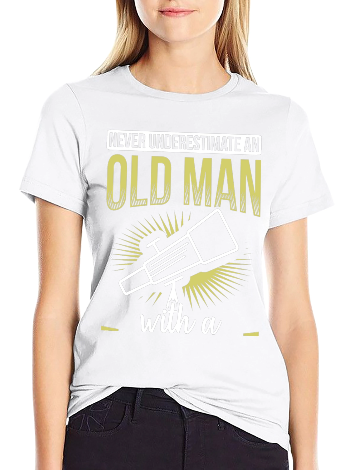 Old Man Telescope Humor Graphic Tee