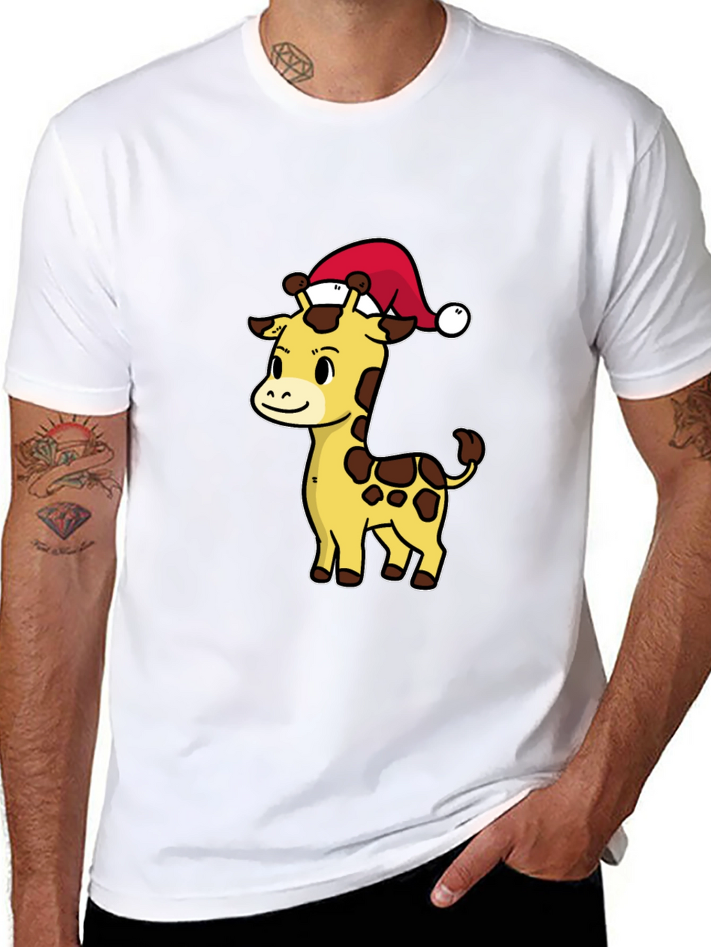 Festive Giraffe T-Shirt - Holiday Cheer