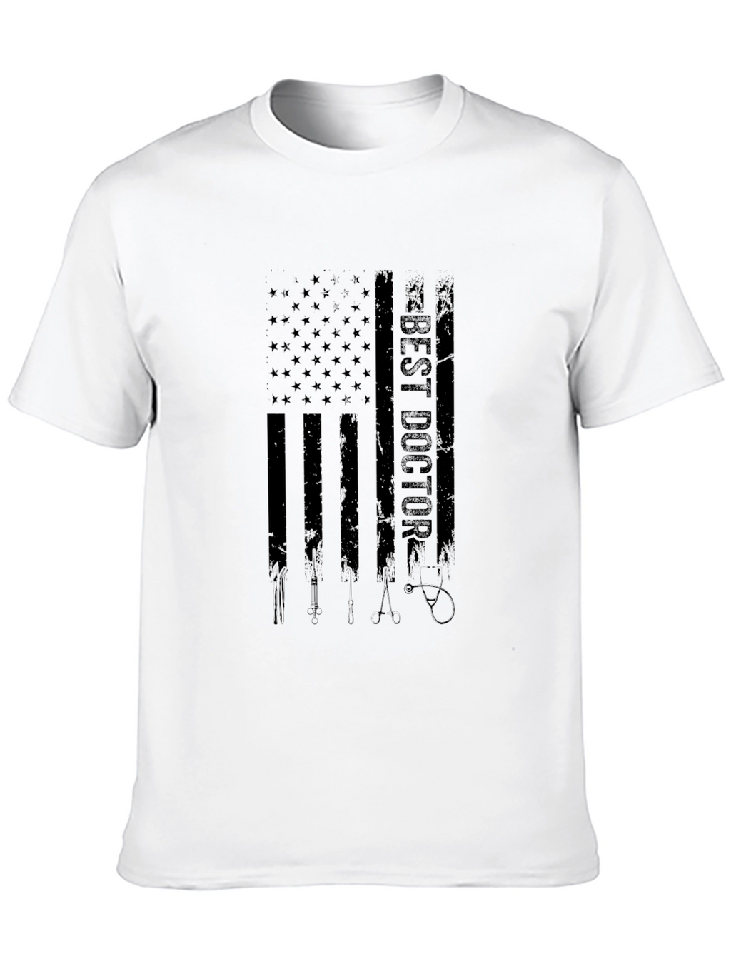 Best Doctor American Flag Graphic Black T-Shirt
