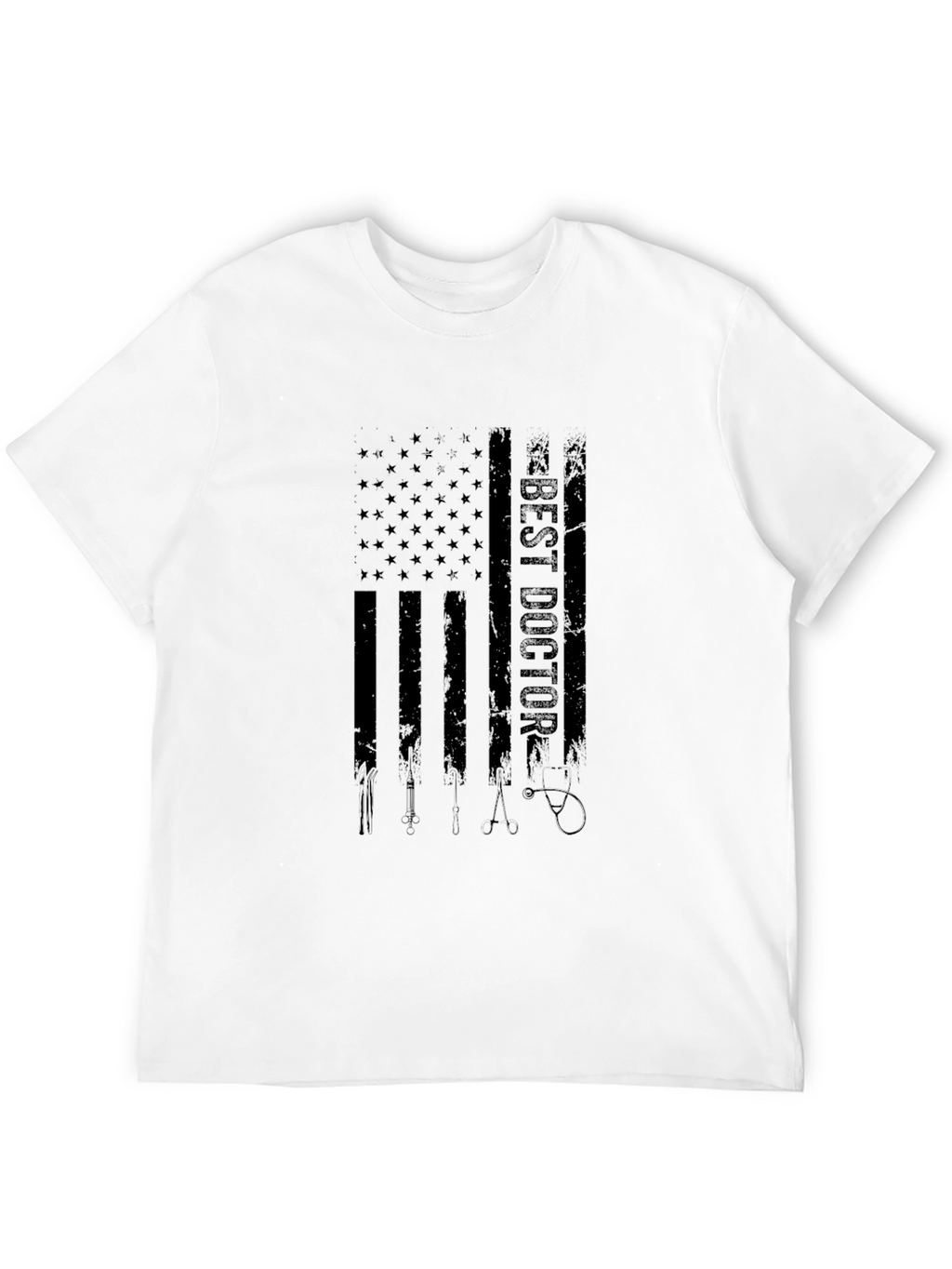 Best Doctor American Flag Graphic Black T-Shirt