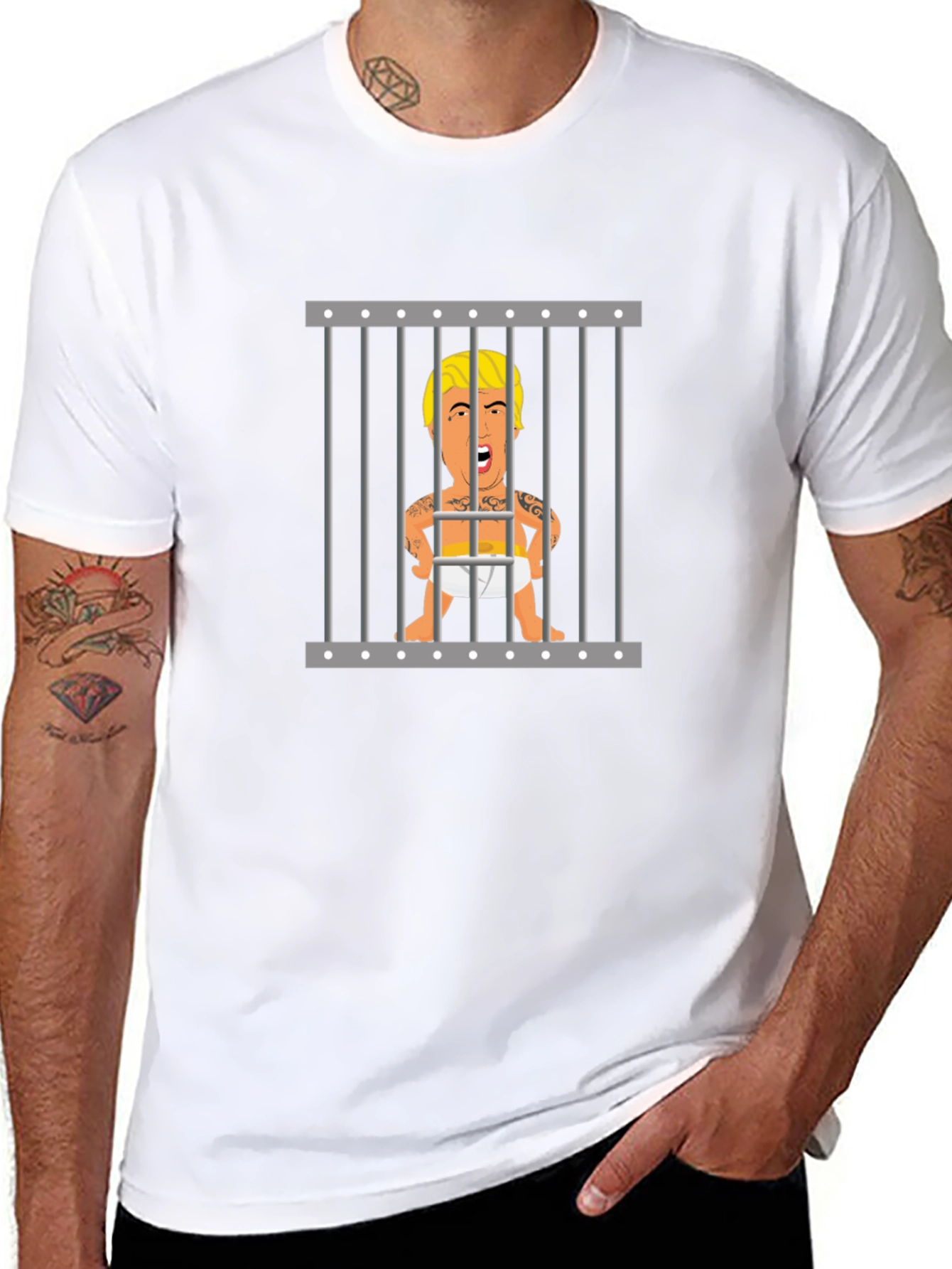 Baby Trump Behind Bars Black T-Shirt