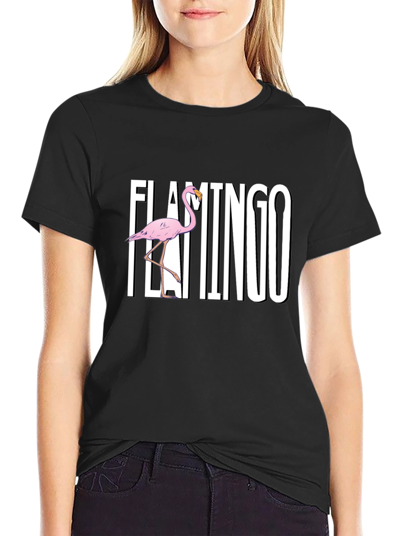 Flamingo Graphic Black T-Shirt