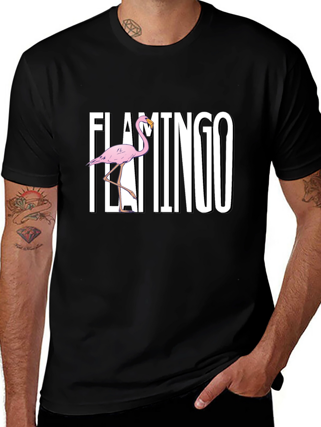 Flamingo Graphic Black T-Shirt