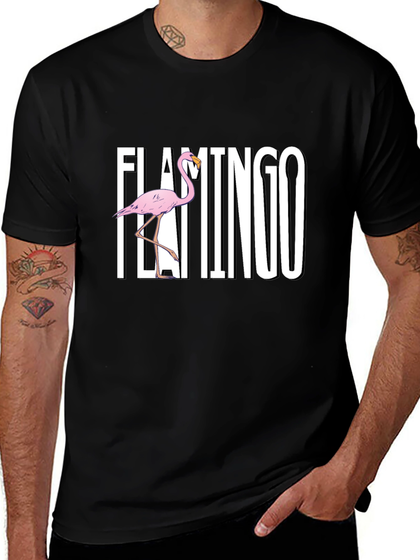 Flamingo Graphic Black T-Shirt