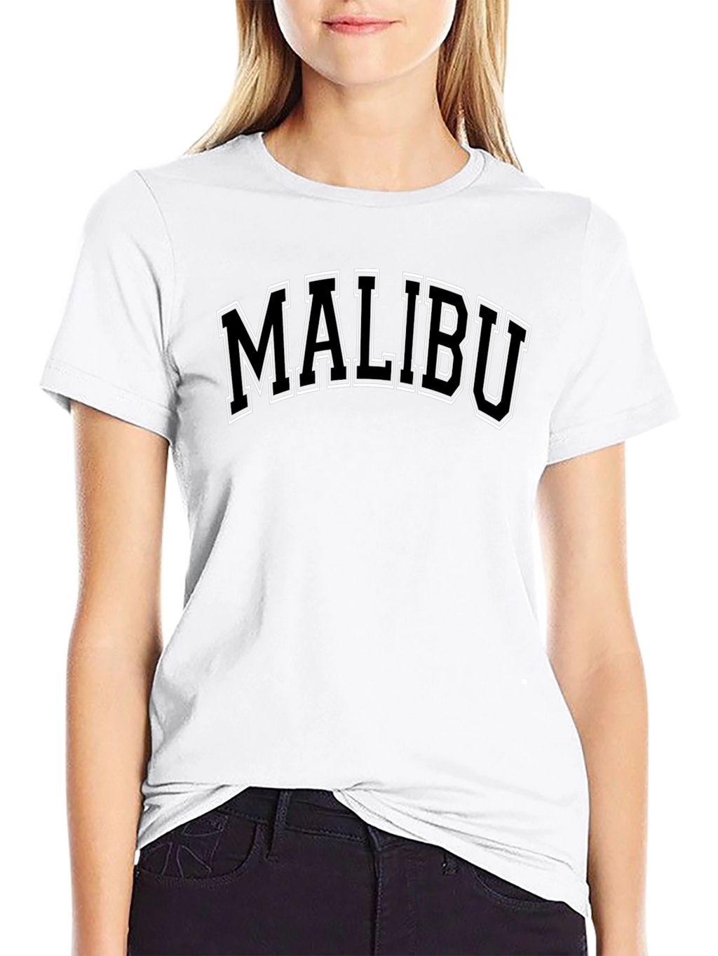 Malibu Graphic Print Black Crew Neck T-Shirt