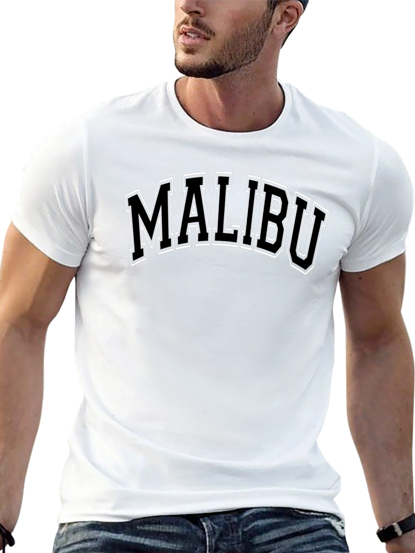 Malibu Graphic Print Black Crew Neck T-Shirt