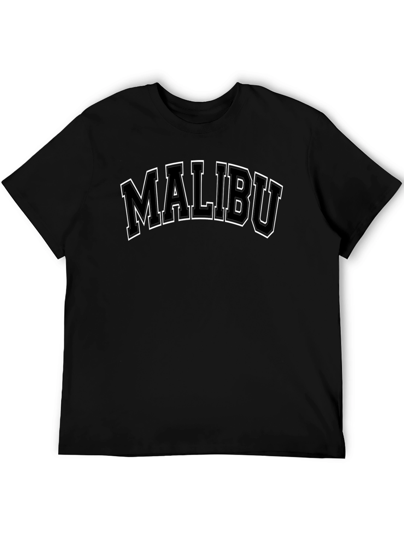 Malibu Graphic Print Black Crew Neck T-Shirt