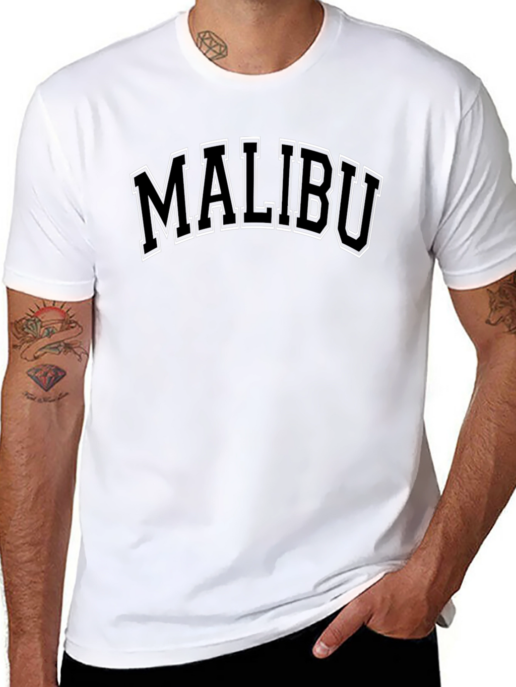 Malibu Graphic Print Black Crew Neck T-Shirt