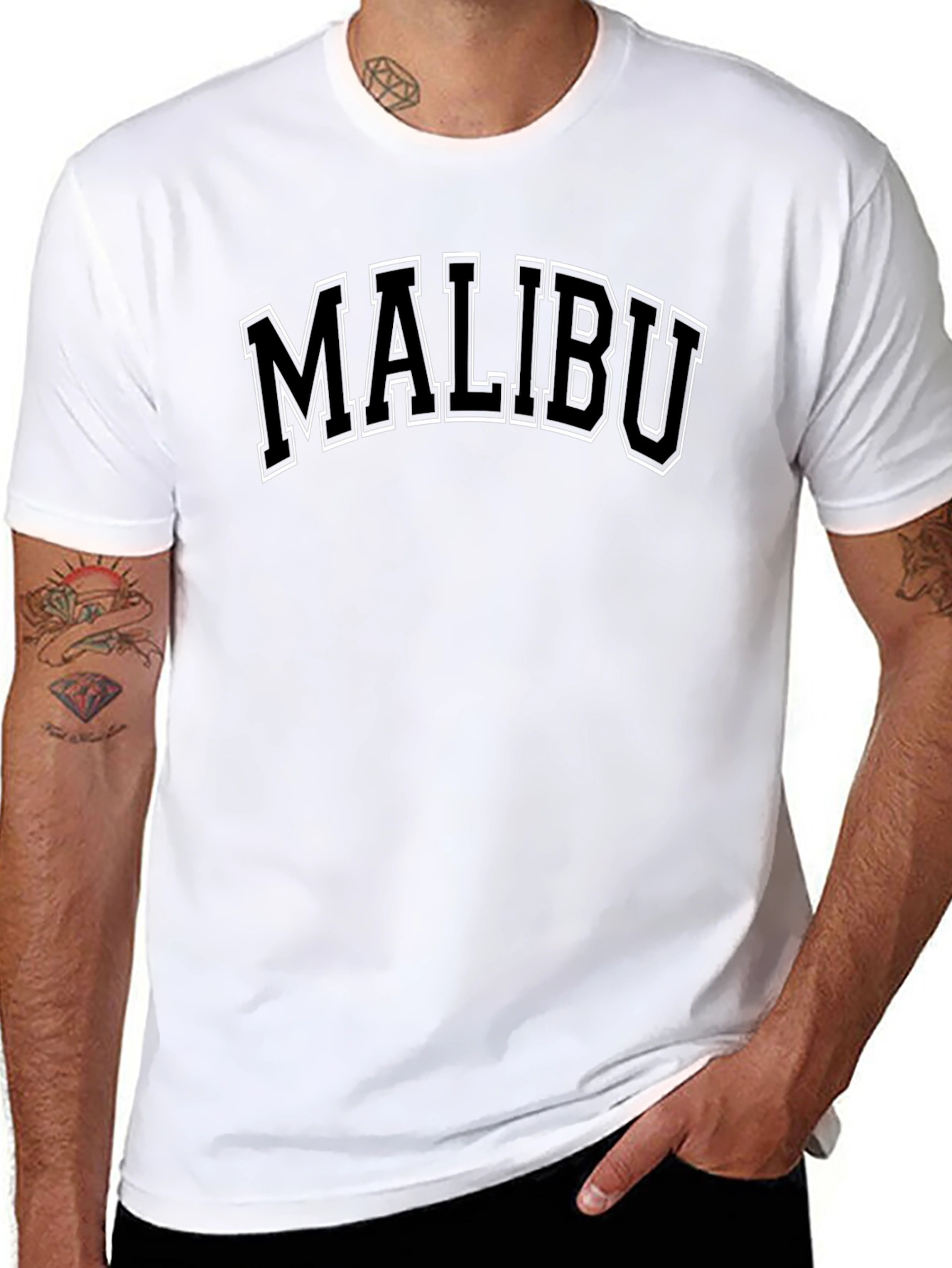 Malibu Graphic Print Black Crew Neck T-Shirt