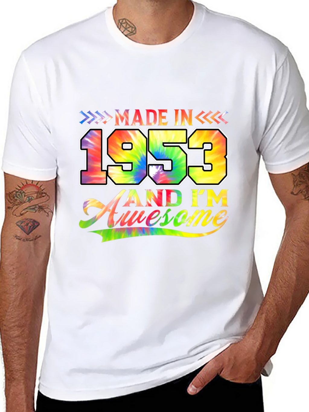 Made in 1953 Awesome Tie-Dye Birthday T-Shirt