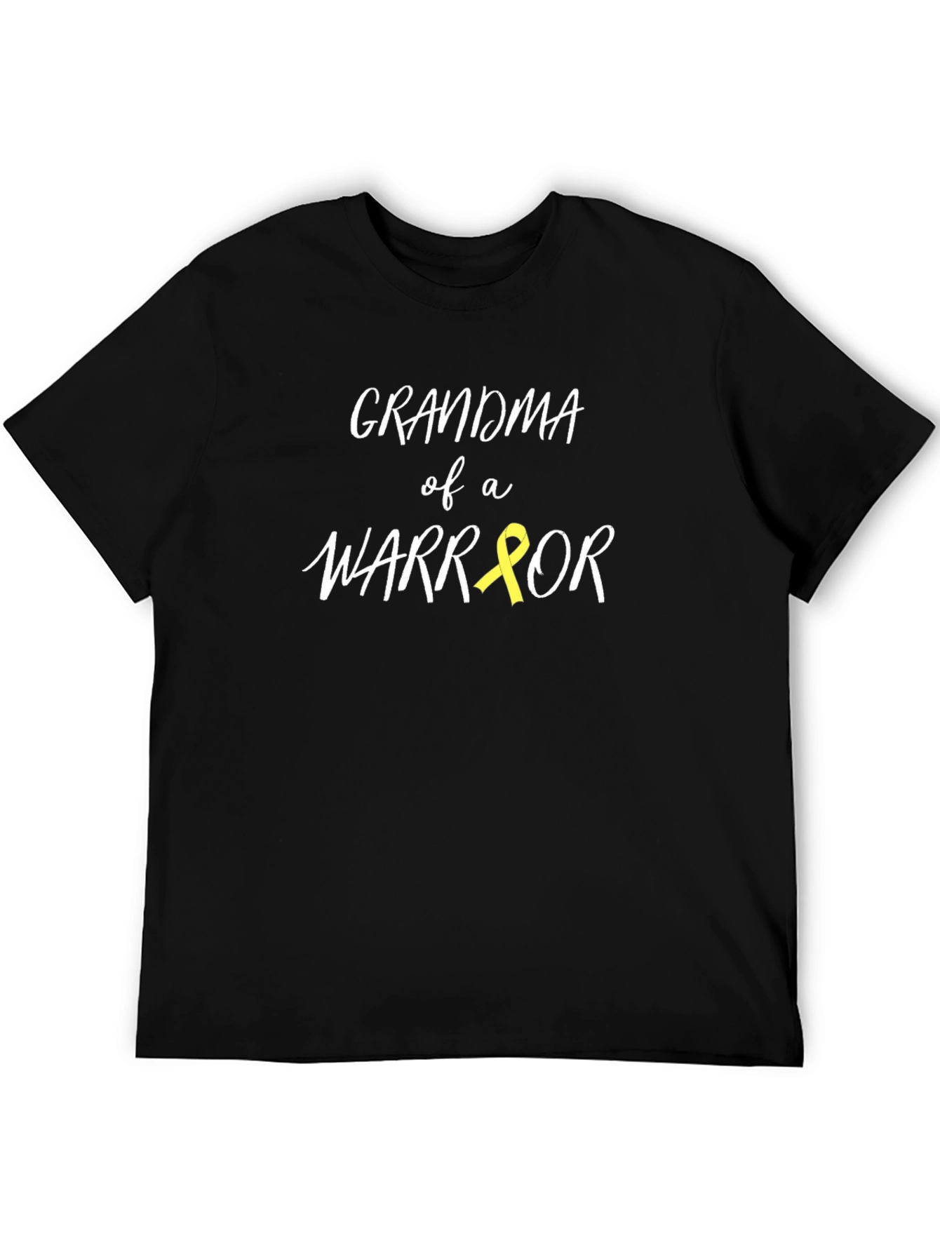 Grandma of a Warrior T-Shirt Childhood Cancer Awareness Yellow Ribbon