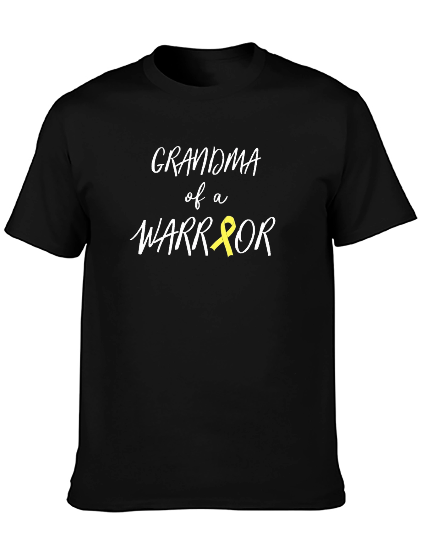 Grandma of a Warrior T-Shirt Childhood Cancer Awareness Yellow Ribbon