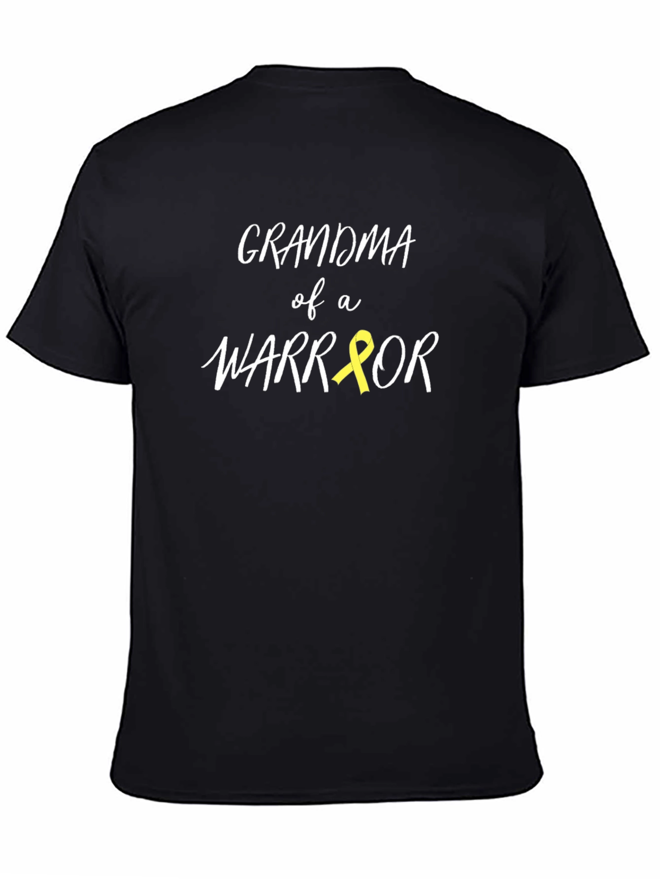 Grandma of a Warrior T-Shirt Childhood Cancer Awareness Yellow Ribbon