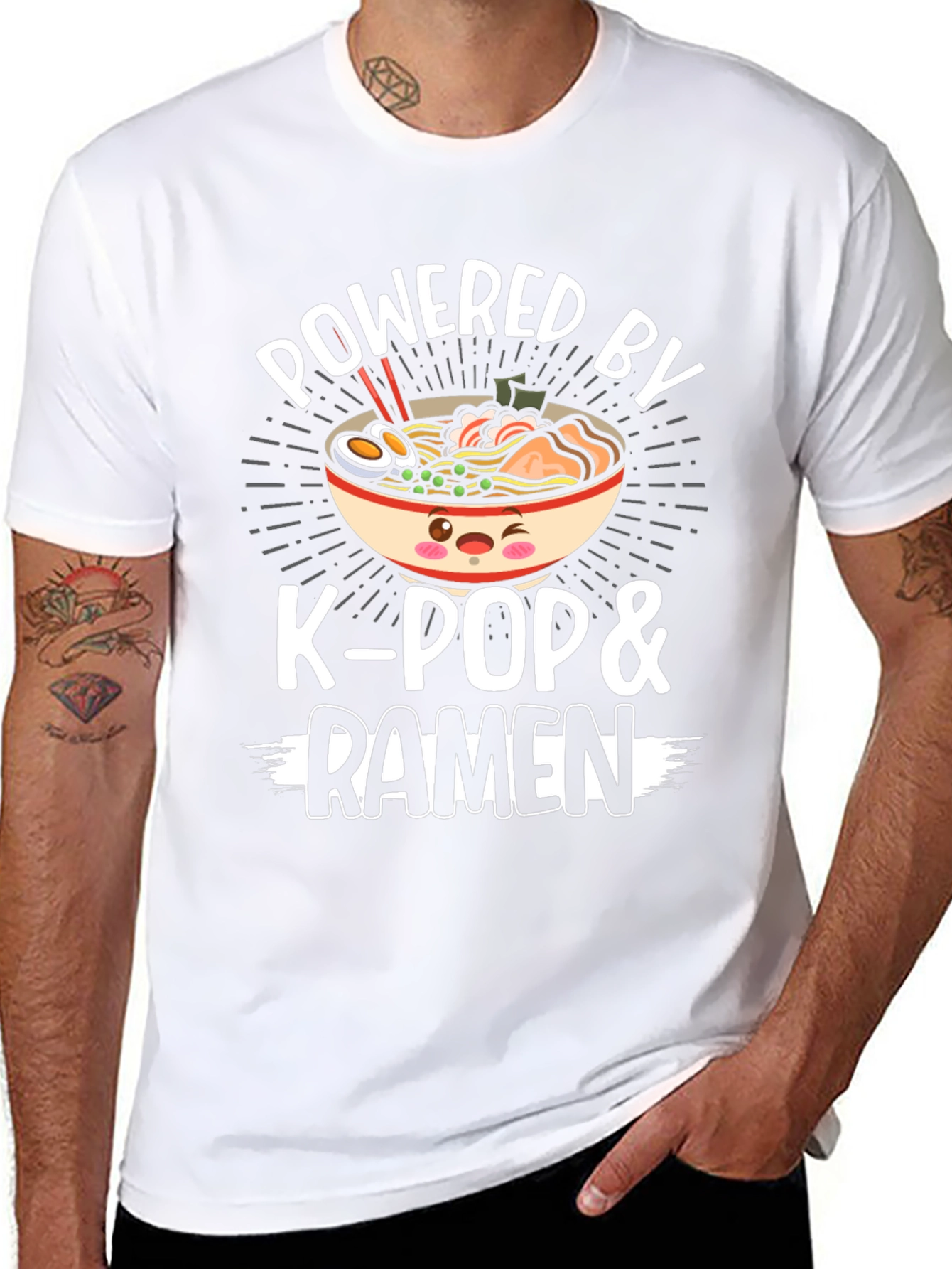 Powered by K-Pop & Ramen Black T-Shirt