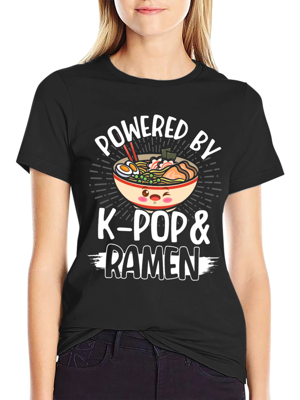 Powered by K-Pop & Ramen Black T-Shirt