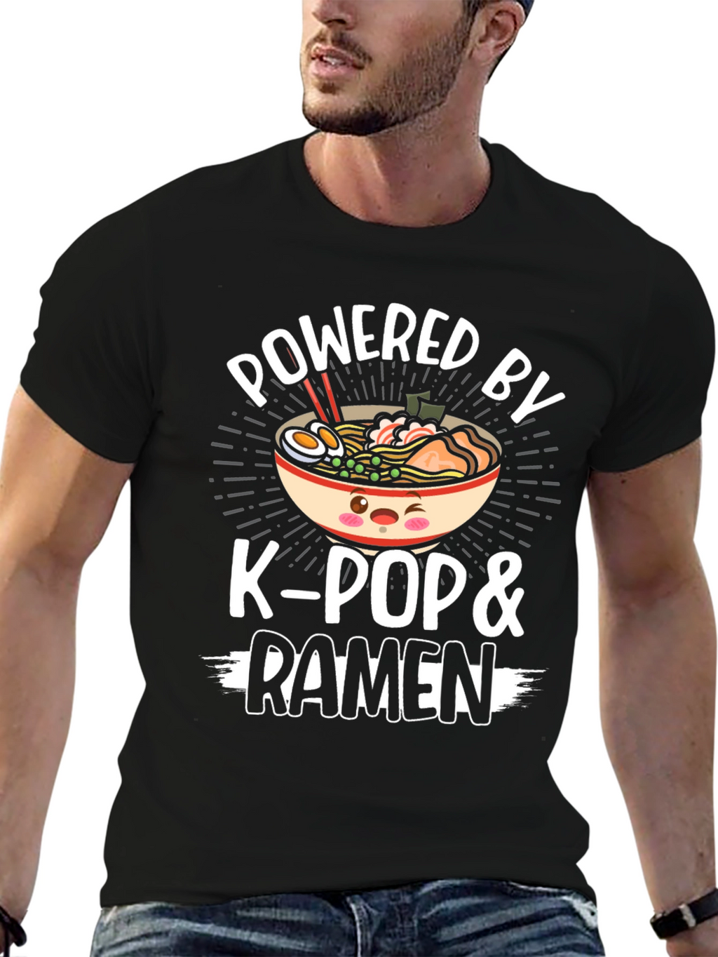 Powered by K-Pop & Ramen Black T-Shirt
