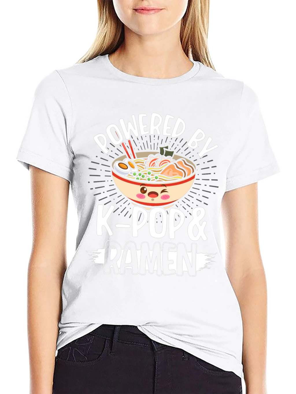 Powered by K-Pop & Ramen Black T-Shirt