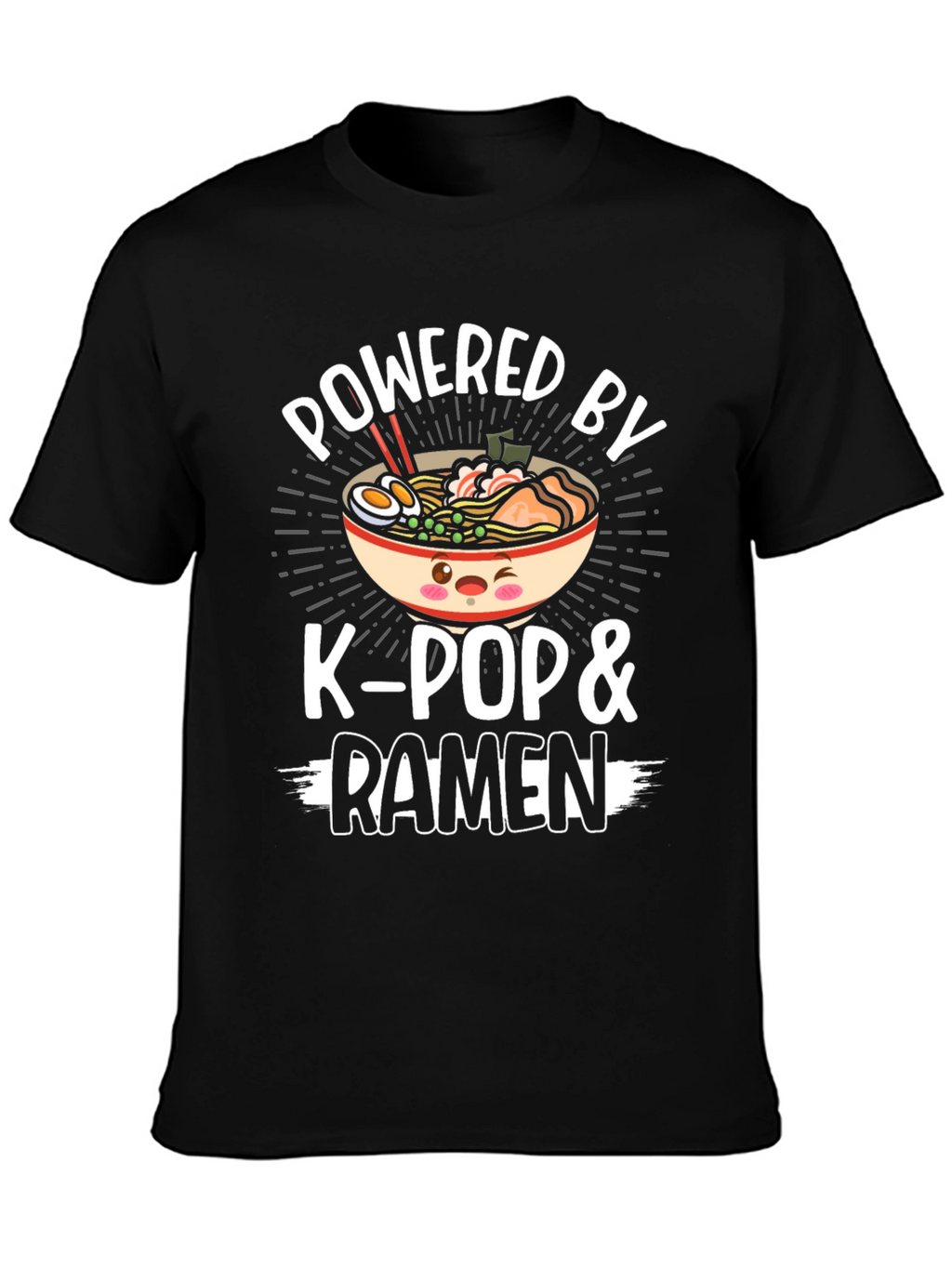 Powered by K-Pop & Ramen Black T-Shirt