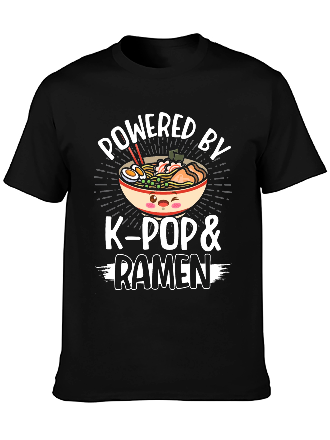 Powered by K-Pop & Ramen Black T-Shirt