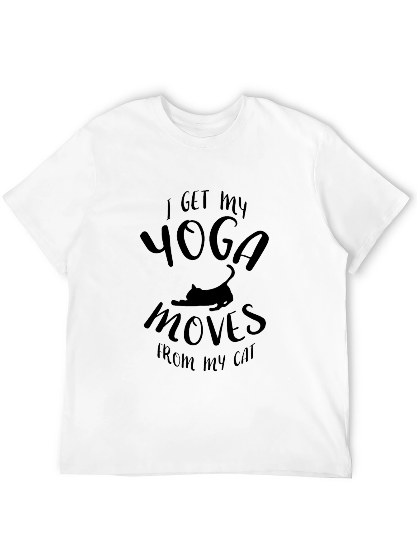 Yoga Moves Cat T-Shirt - Black Novelty Tee