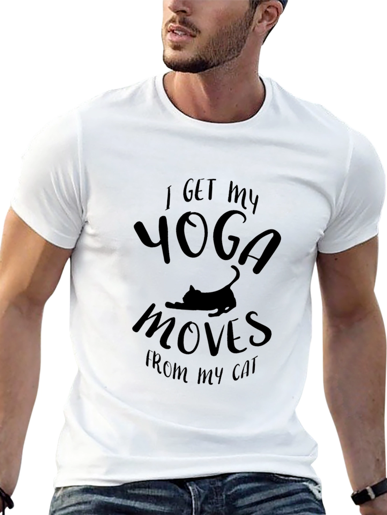 Yoga Moves Cat T-Shirt - Black Novelty Tee
