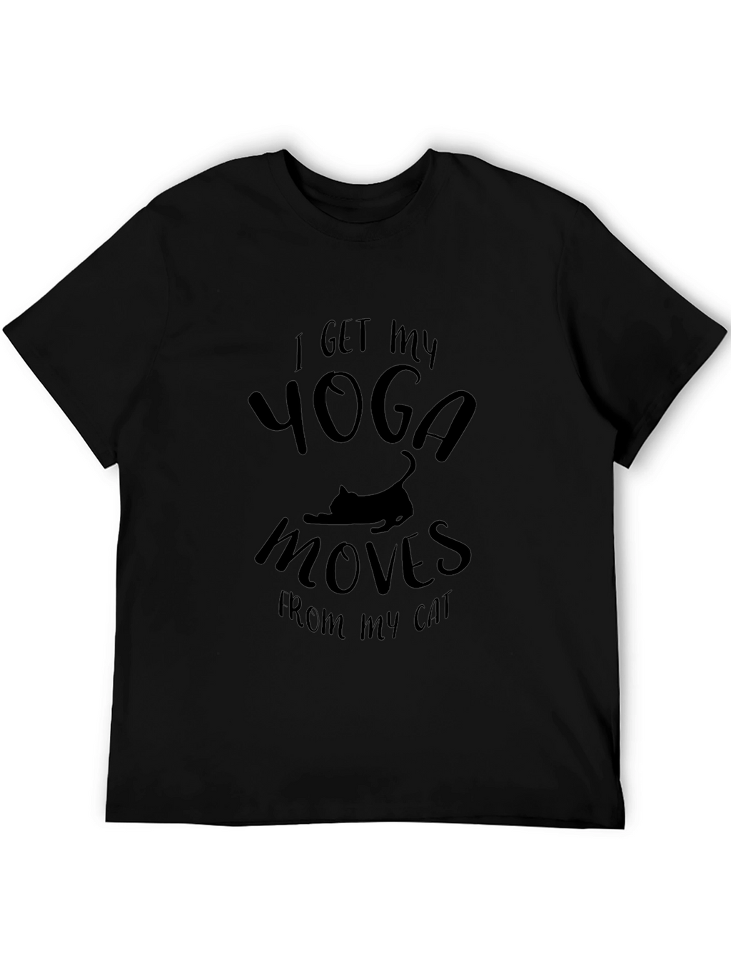 Yoga Moves Cat T-Shirt - Black Novelty Tee