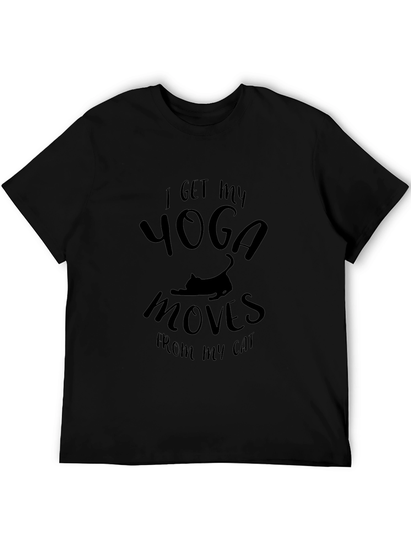 Yoga Moves Cat T-Shirt - Black Novelty Tee