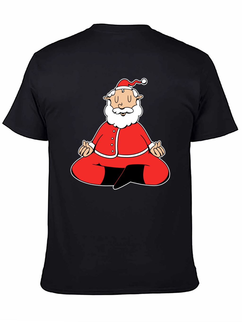 Meditating Santa Graphic Tee - Black Cotton Blend Shirt
