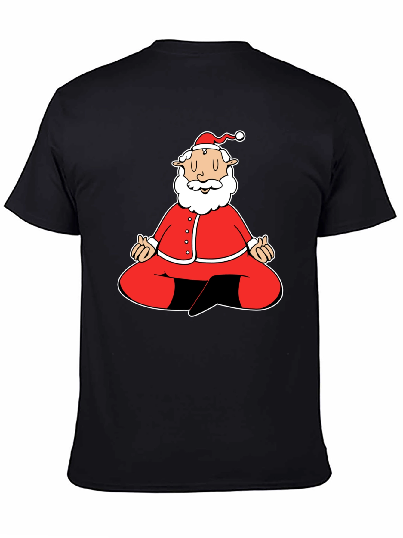 Meditating Santa Graphic Tee - Black Cotton Blend Shirt