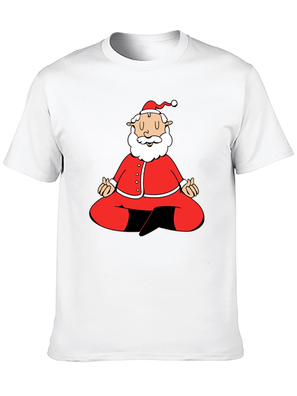 Meditating Santa Graphic Tee - Black Cotton Blend Shirt