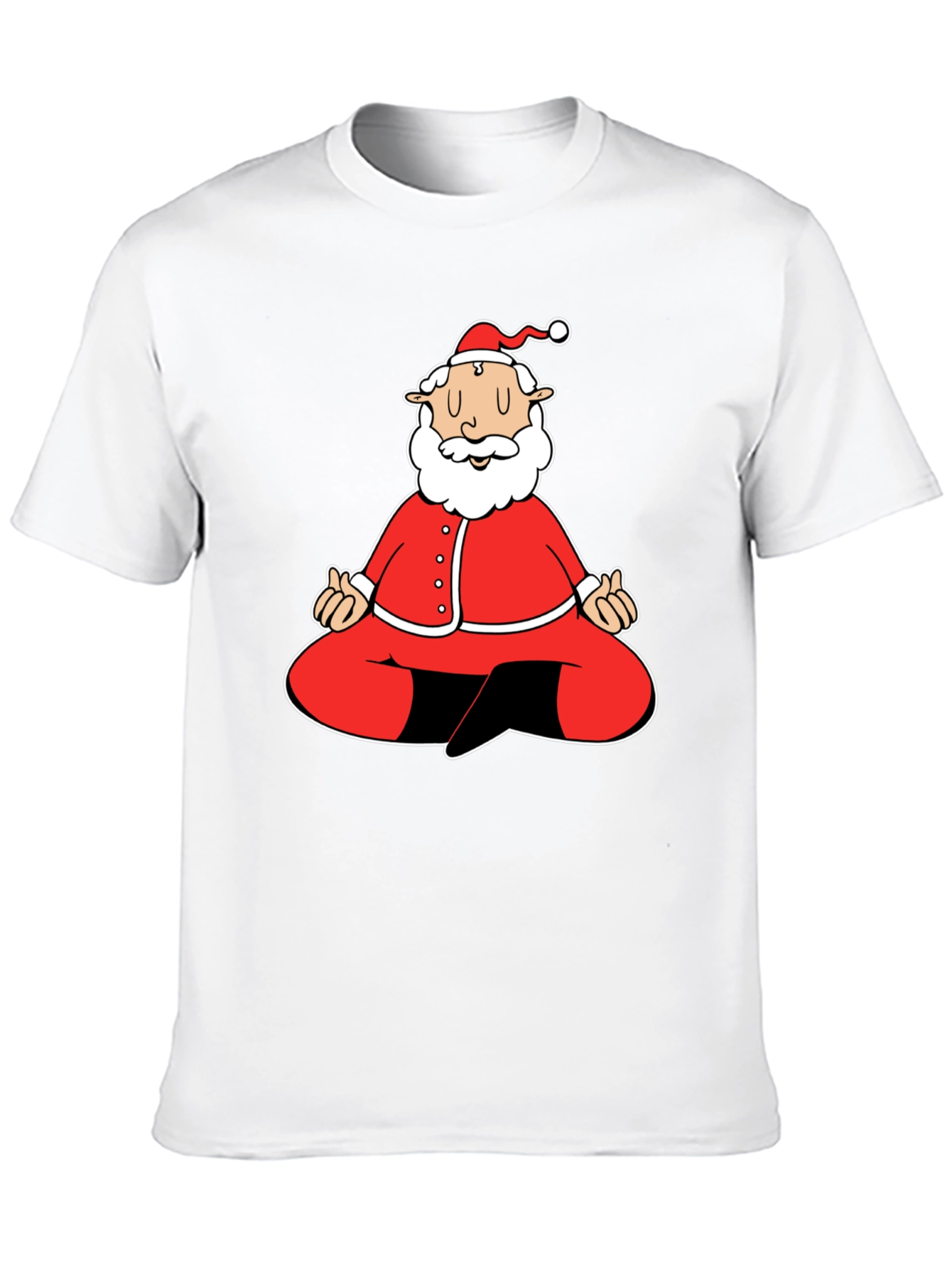 Meditating Santa Graphic Tee - Black Cotton Blend Shirt