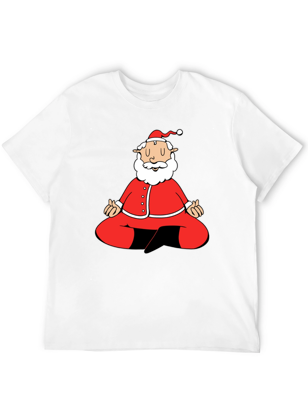 Meditating Santa Graphic Tee - Black Cotton Blend Shirt