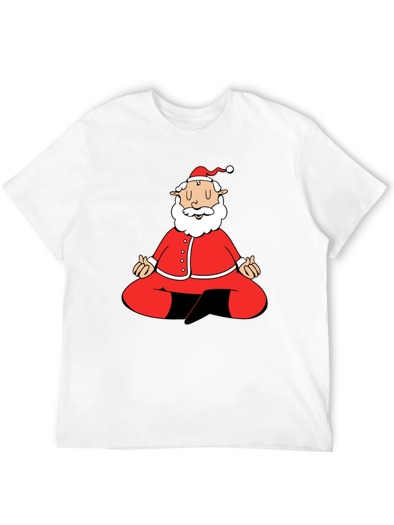 Meditating Santa Graphic Tee - Black Cotton Blend Shirt