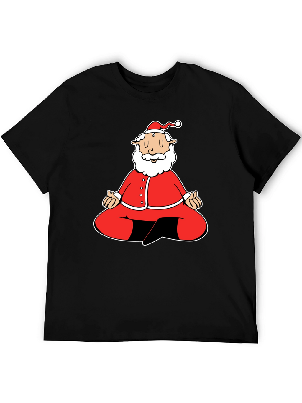 Meditating Santa Graphic Tee - Black Cotton Blend Shirt