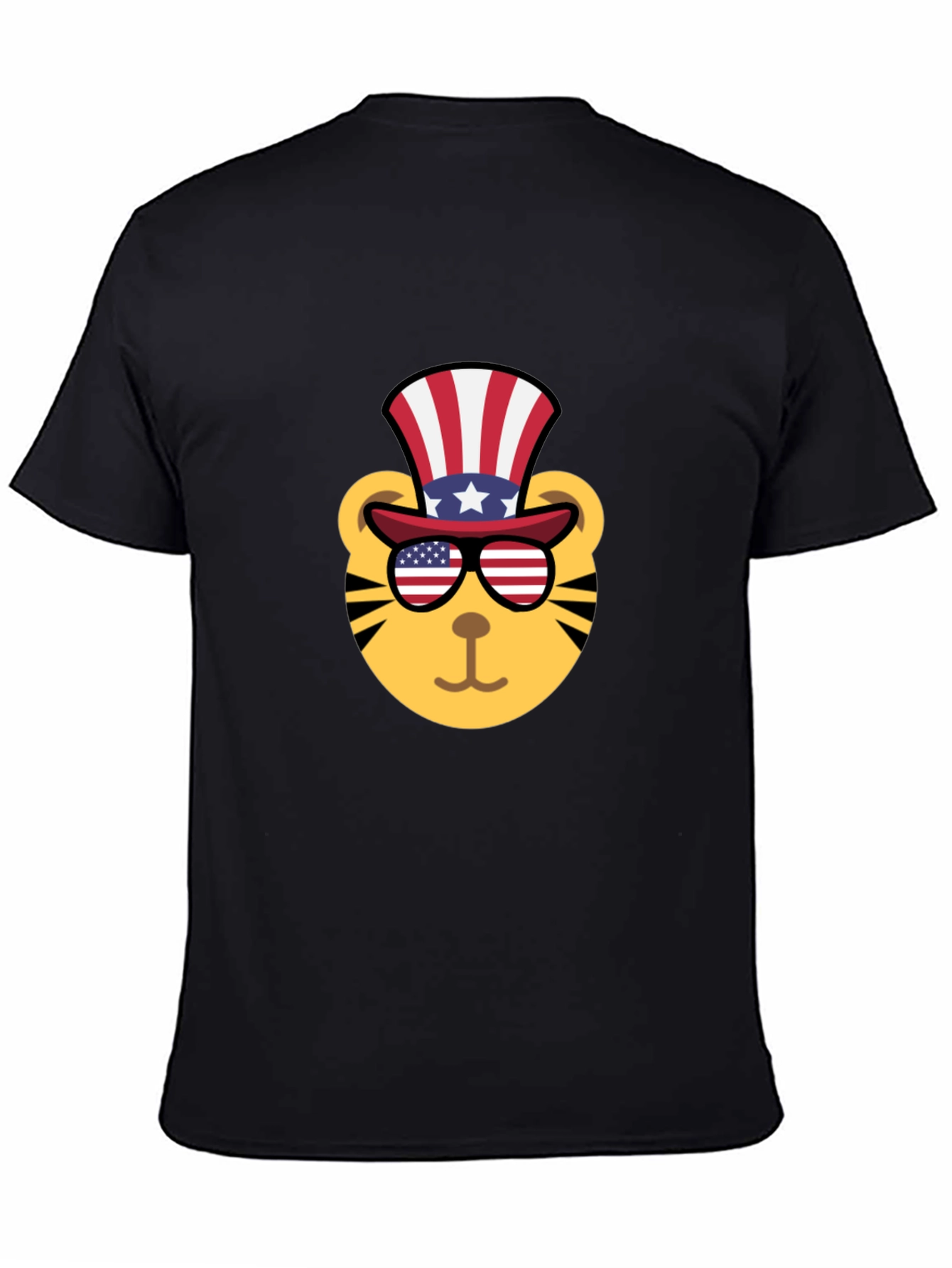 Patriotic Tiger Graphic Tee - Mens Black T-Shirt