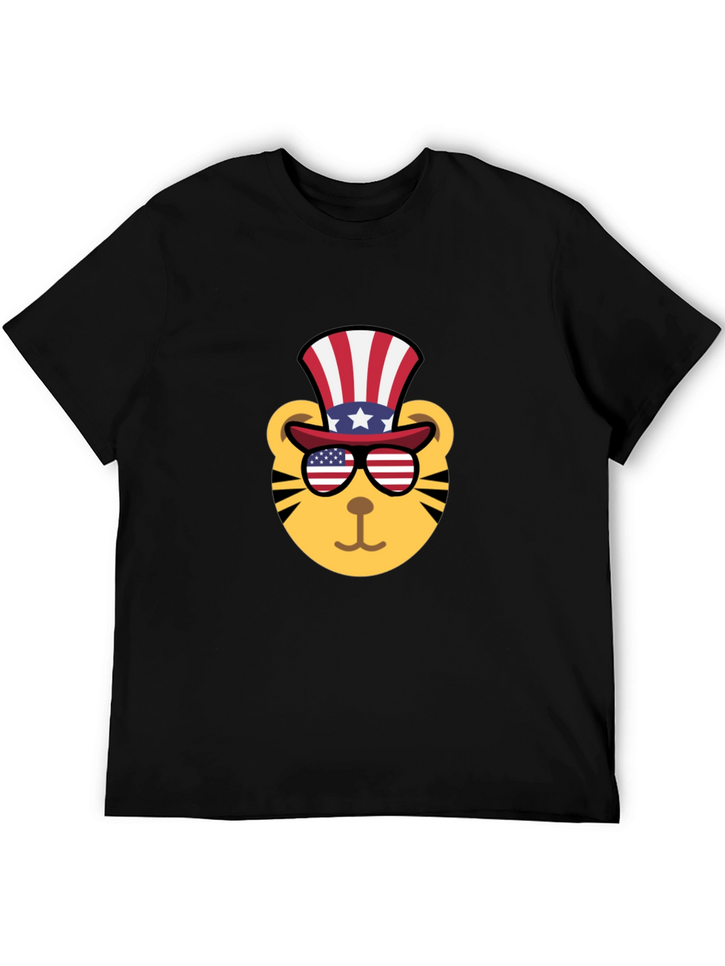 Patriotic Tiger Graphic Tee - Mens Black T-Shirt