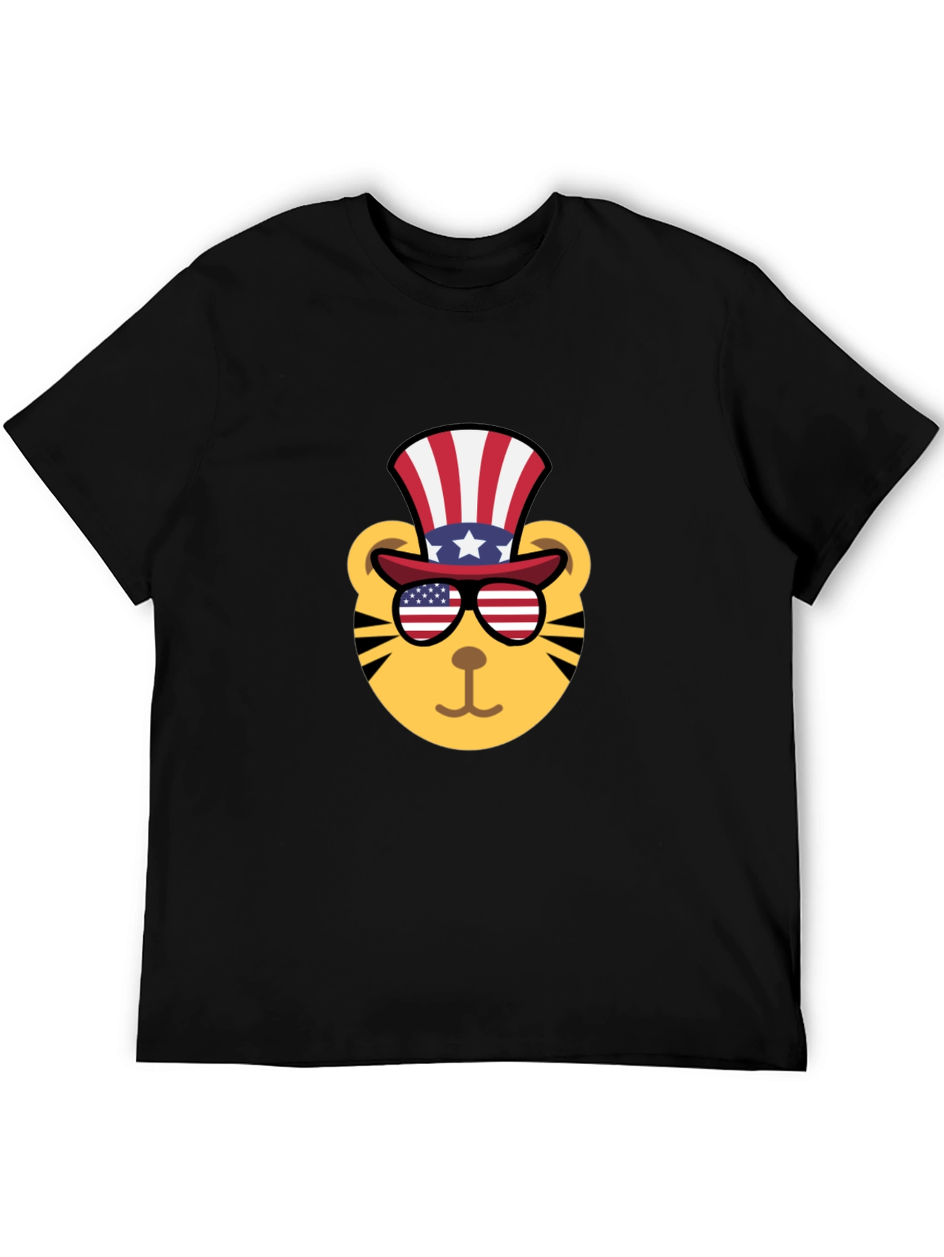 Patriotic Tiger Graphic Tee - Mens Black T-Shirt