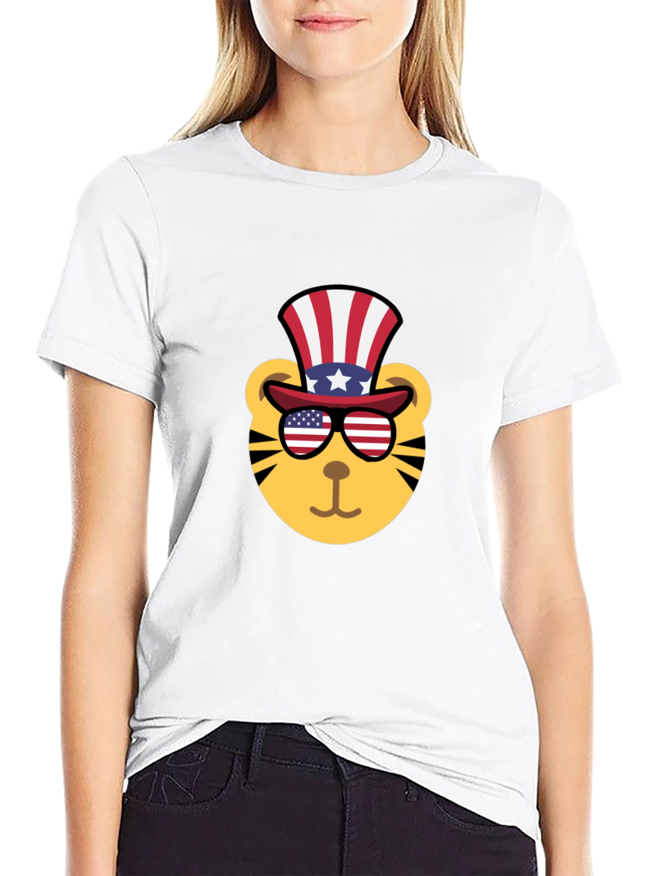 Patriotic Tiger Graphic Tee - Mens Black T-Shirt