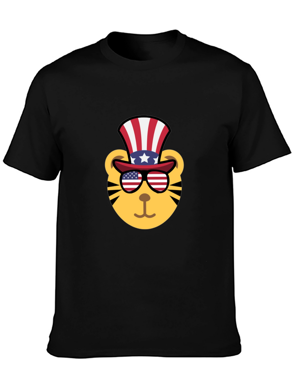 Patriotic Tiger Graphic Tee - Mens Black T-Shirt