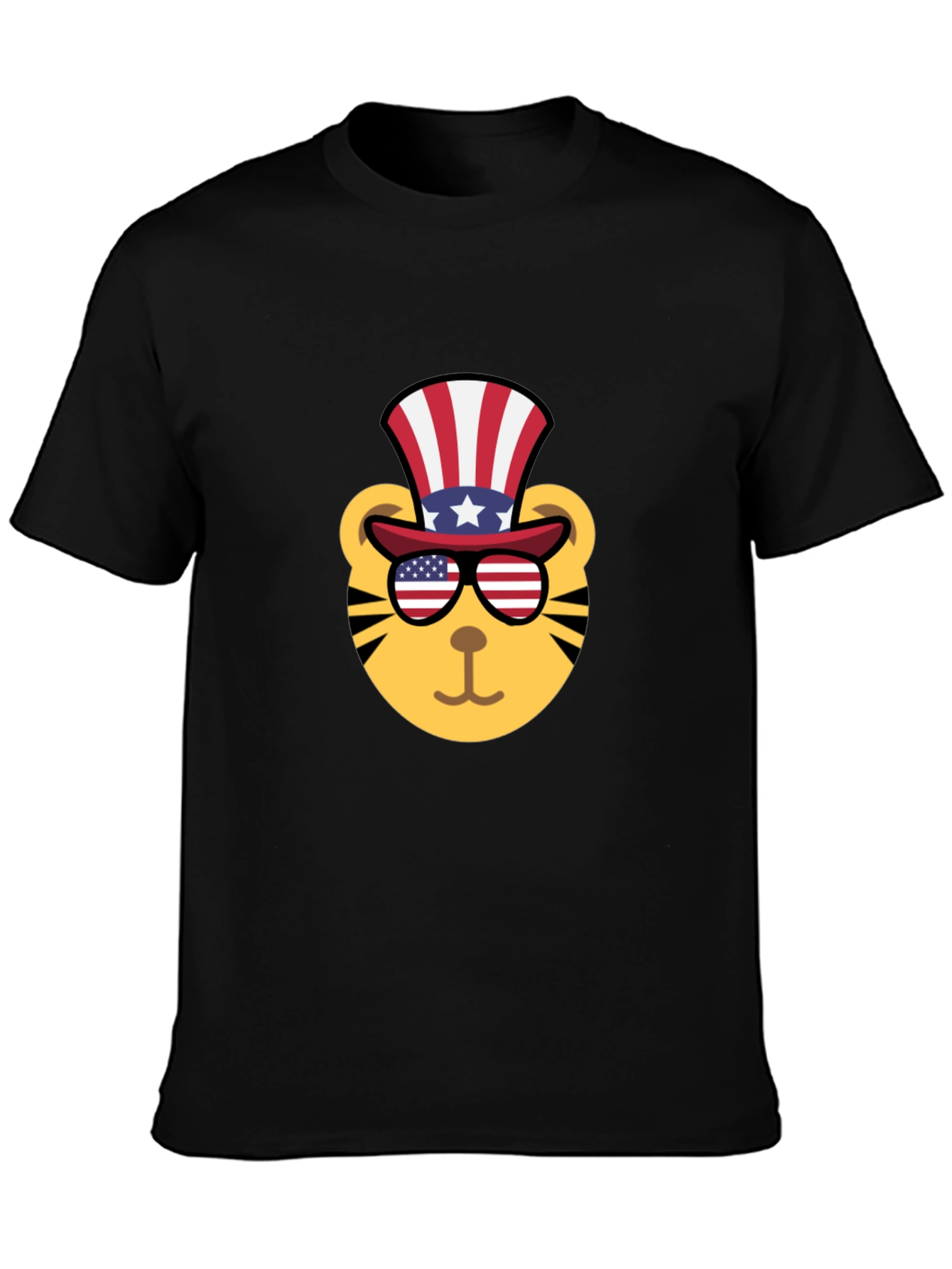 Patriotic Tiger Graphic Tee - Mens Black T-Shirt