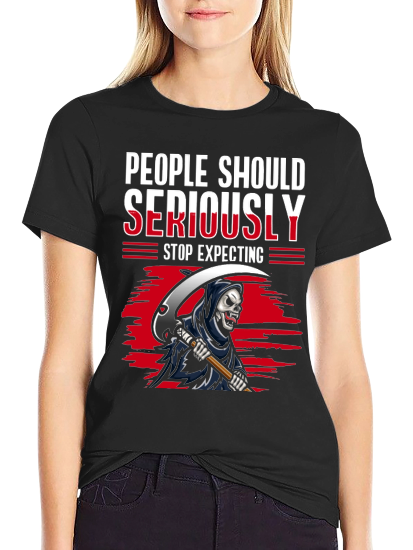 Grim Reaper Graphic Tee - People Should Seriously Stop Expecting