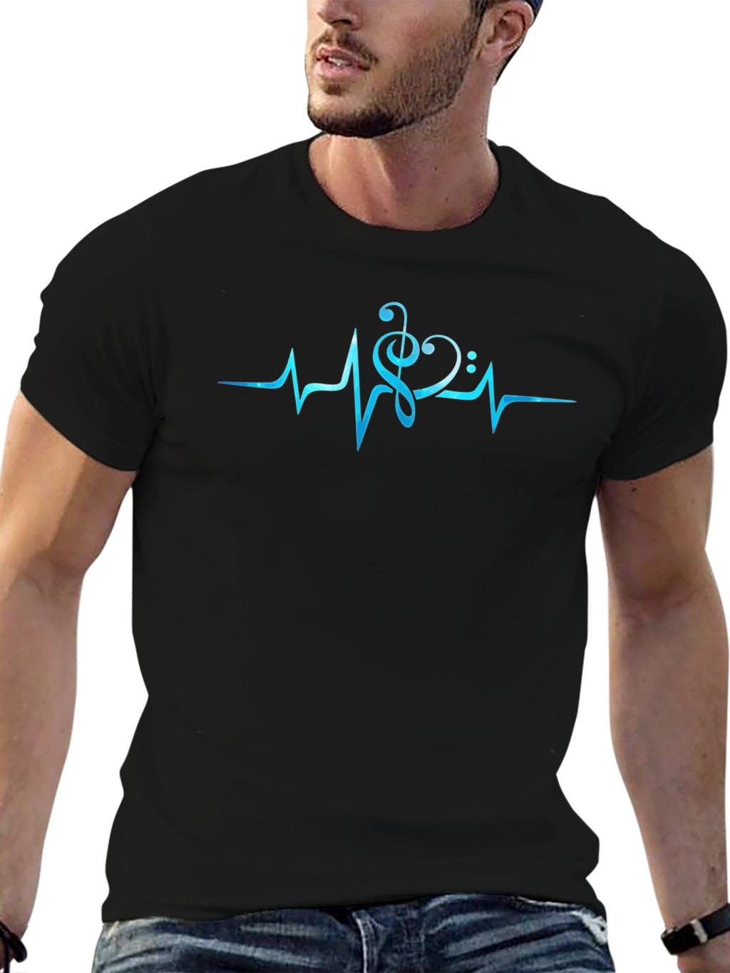 Music Heartbeat T-Shirt - Black