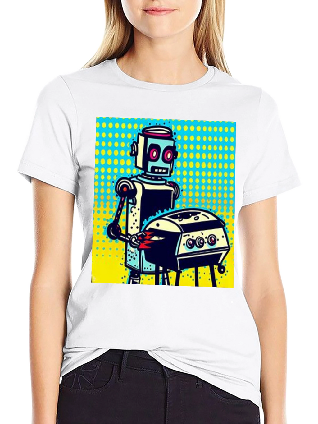 Robot Grilling T-Shirt - Novelty Graphic Tee