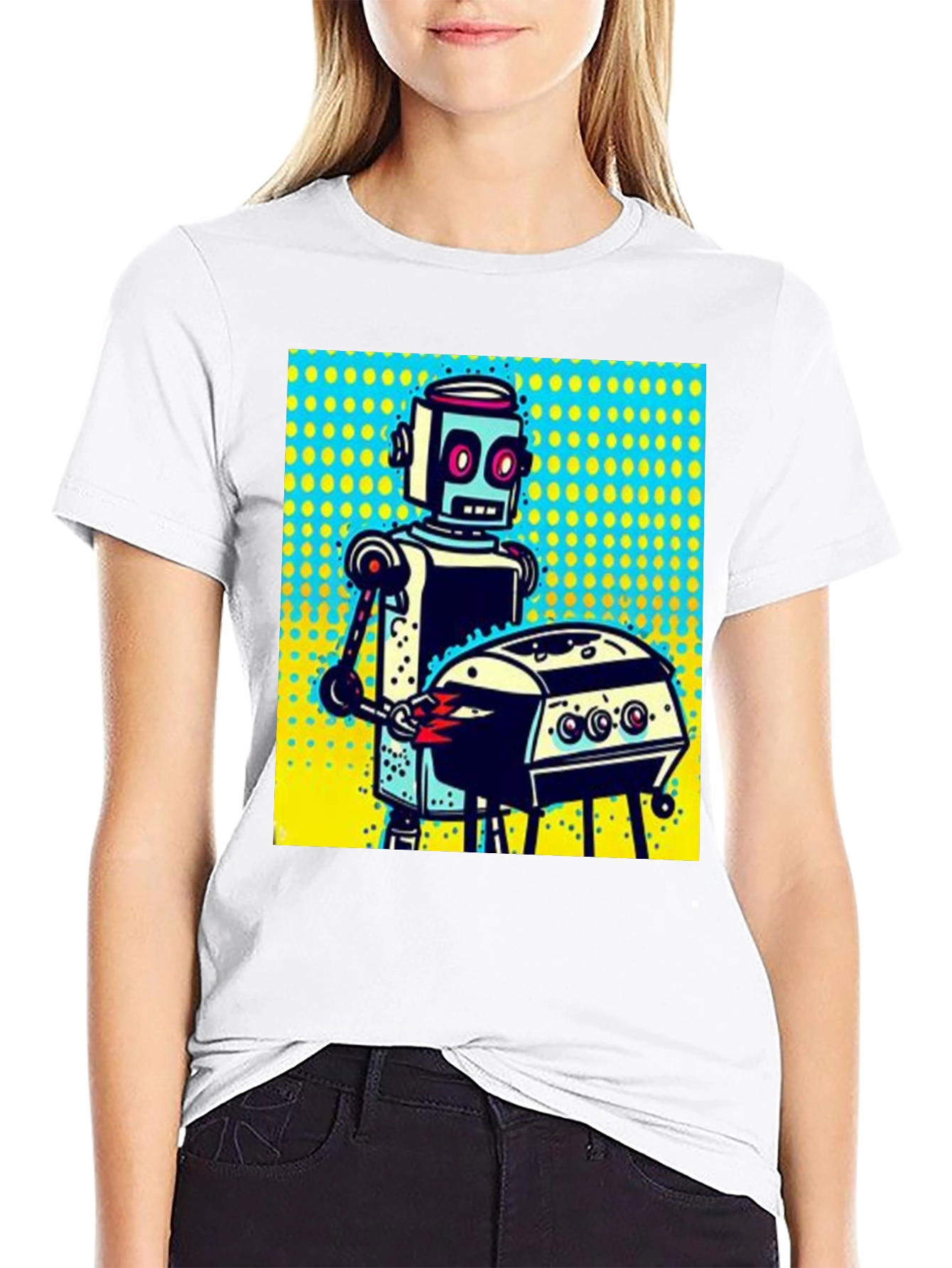 Robot Grilling T-Shirt - Novelty Graphic Tee
