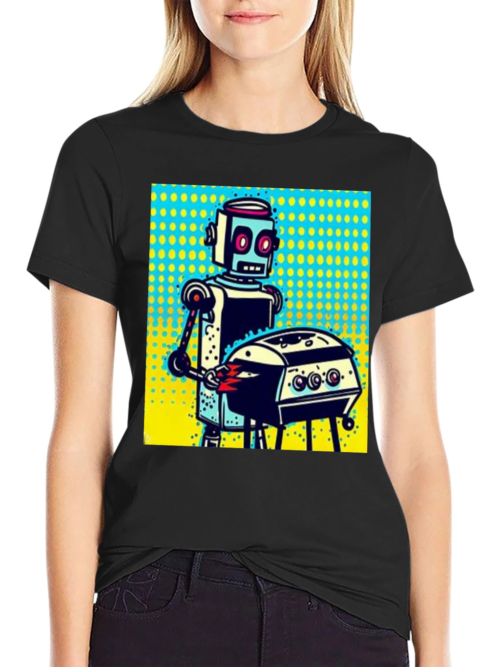 Robot Grilling T-Shirt - Novelty Graphic Tee