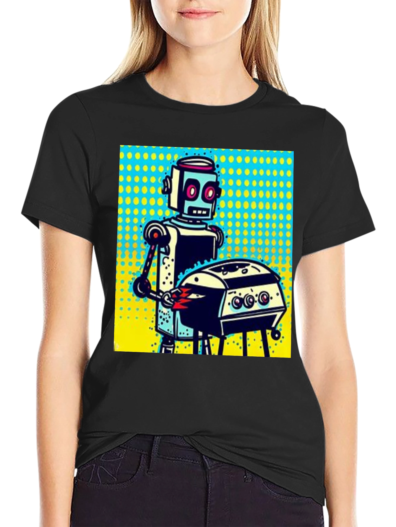 Robot Grilling T-Shirt - Novelty Graphic Tee