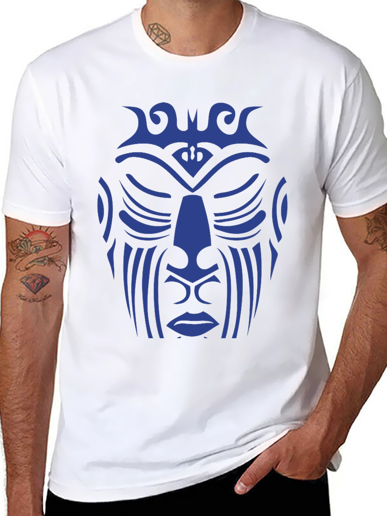 Tribal Face Graphic Tee - Unique Design